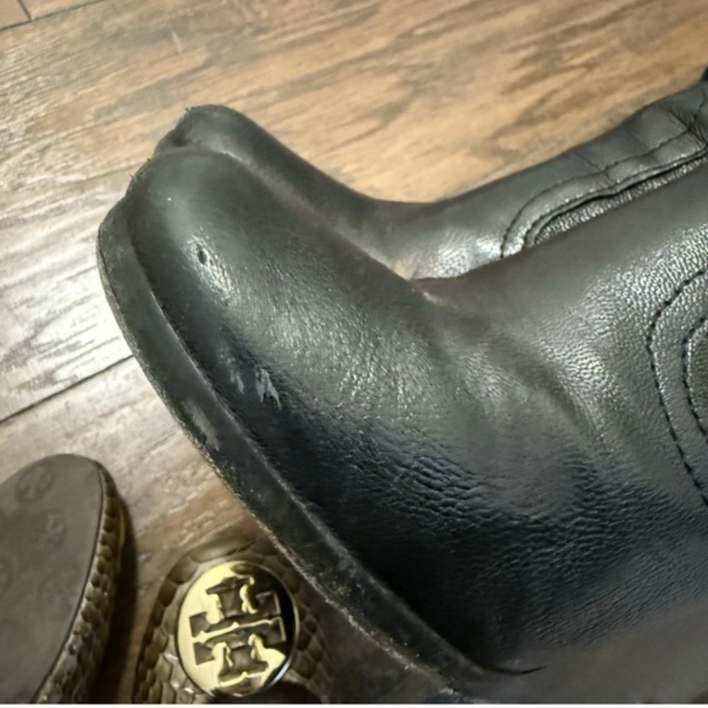 Tory Burch Chelsea Leather Wedge Boots Size 7.5 - Picture 5 of 6